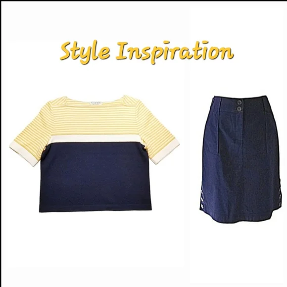 St. John 2012 Resort Collection 100% Cotton Navy Blue Side Button Skirt Sz 4 - Picture 12 of 12